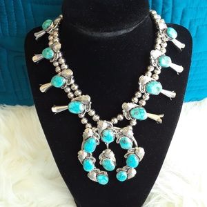 Native American squash blossom necklace with